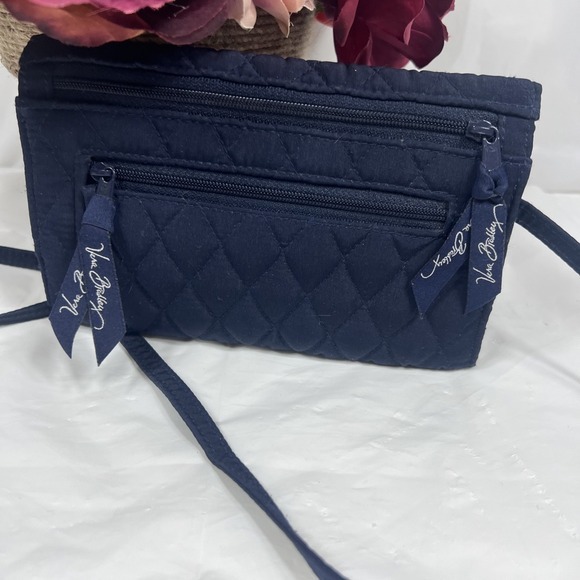 Vera Bradley Small Crossbody Purse Wallet Quilted Navy Blue‎ - Picture 4 of 11